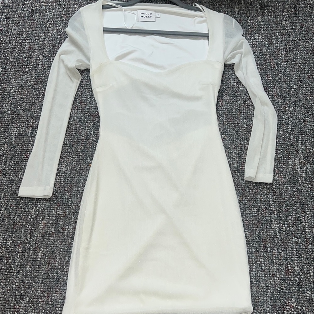White, mesh, with sparkly Hello Molly open back mini dress